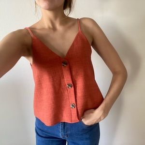 Coral Button Down Tank Top